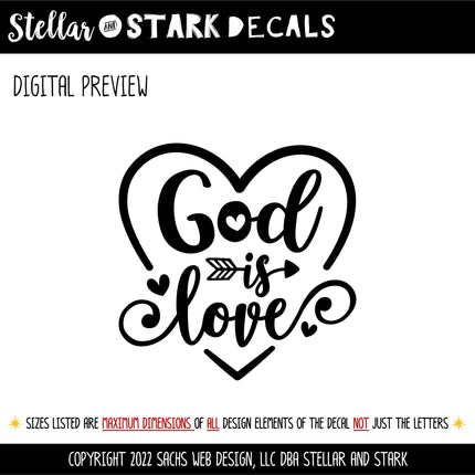 God is Love Heart Vinyl Decal/Sticker