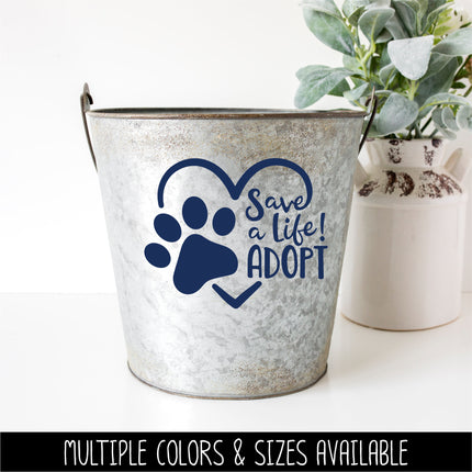Save A Life Adopt Pet Paw Heart Vinyl Decal/Sticker