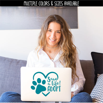 Save A Life Adopt Pet Paw Heart Vinyl Decal/Sticker