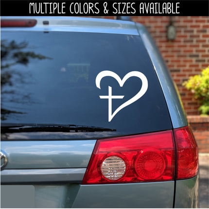 Cross Heart Vinyl Decal/Sticker