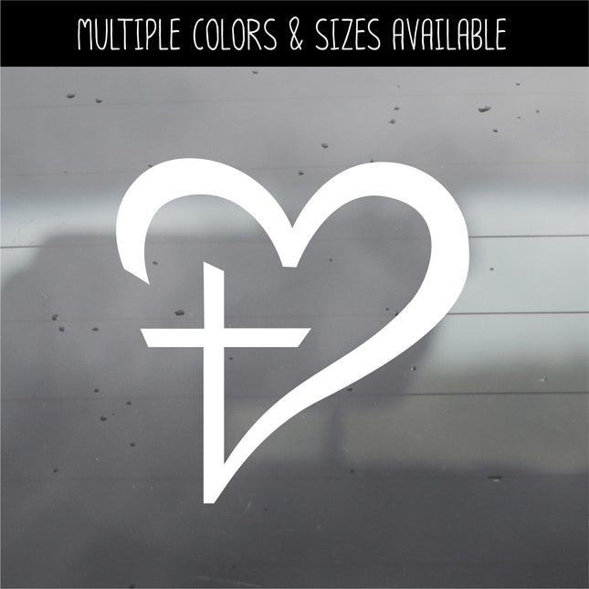 Cross Heart Vinyl Decal/Sticker