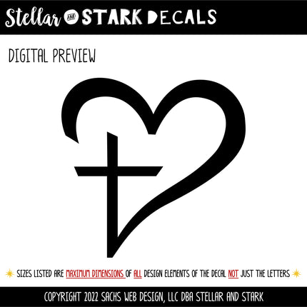 Cross Heart Vinyl Decal/Sticker