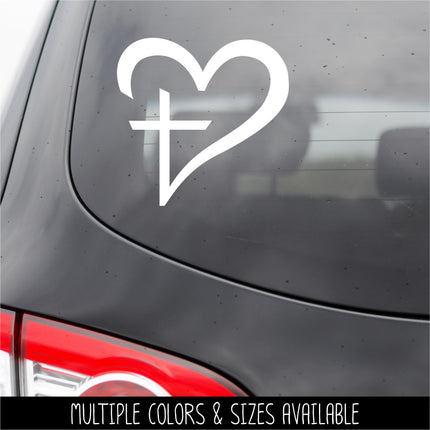 Cross Heart Vinyl Decal/Sticker