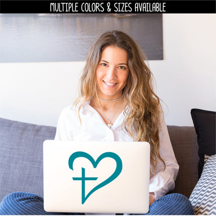 Cross Heart Vinyl Decal/Sticker