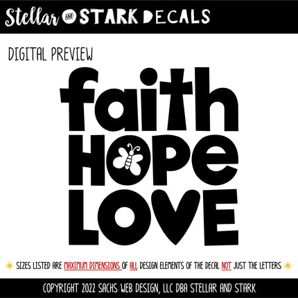 Faith Hope Love Vinyl Decal/Sticker