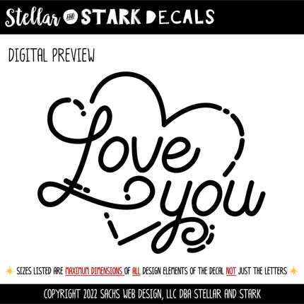 Love You Heart Vinyl Decal/Sticker