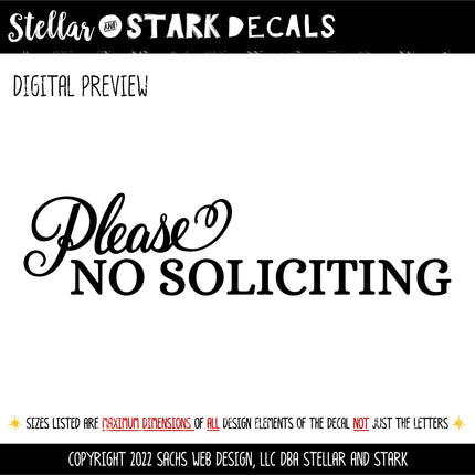 Please No Soliciting Vinyl Decal/Sticker