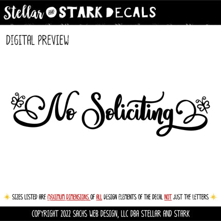 No Soliciting Dragonflies Vinyl Decal/Sticker