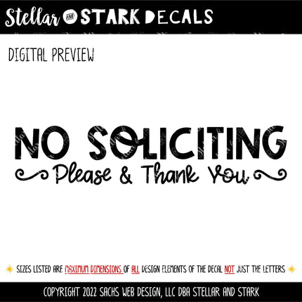 No Soliciting Please & Thank You Vinyl Decal/Sticker