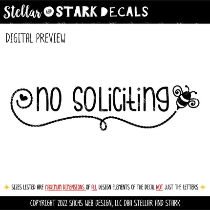 No Soliciting Bumblebee Vinyl Decal/Sticker