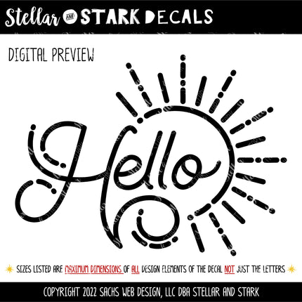 Hello Sun Vinyl Decal/Sticker