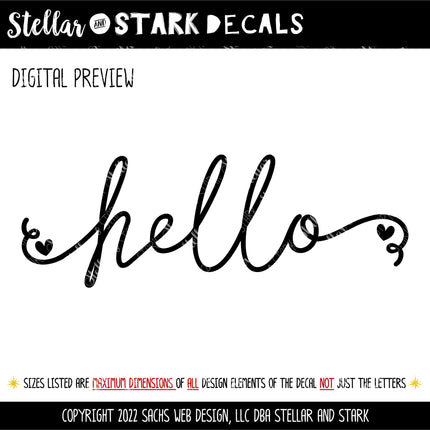 Cursive Hello Vinyl Decal/Sticker