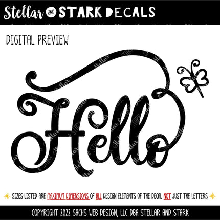 Hello Dragonfly Vinyl Decal/Sticker
