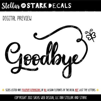 Goodbye Dragonfly Heart Vinyl Decal/Sticker