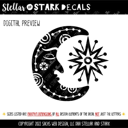 Moon and Star Vinyl Decal/Sticker