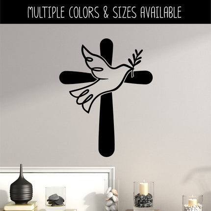 Dove w/Olive Branch & Solid Cross Vinyl Decal/Sticker