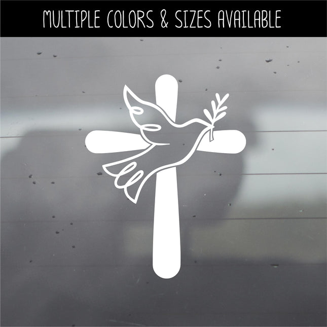Dove w/Olive Branch & Solid Cross Vinyl Decal/Sticker