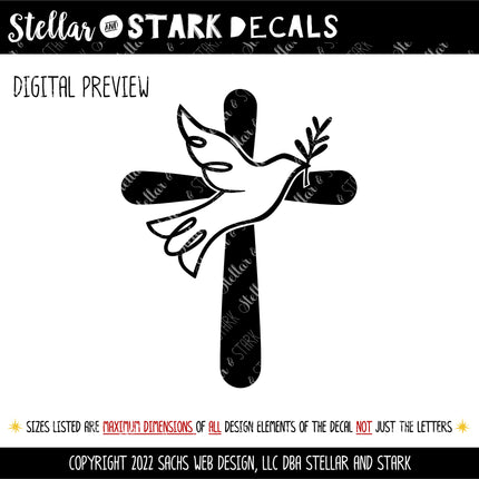 Dove w/Olive Branch & Solid Cross Vinyl Decal/Sticker