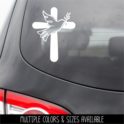 Dove w/Olive Branch & Solid Cross Vinyl Decal/Sticker