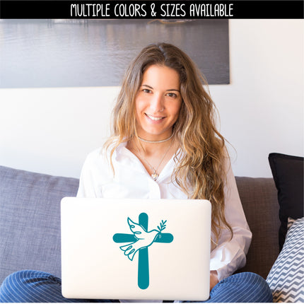 Dove w/Olive Branch & Solid Cross Vinyl Decal/Sticker