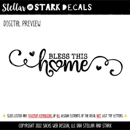 Bless This Home Vinyl Decal/Sticker
