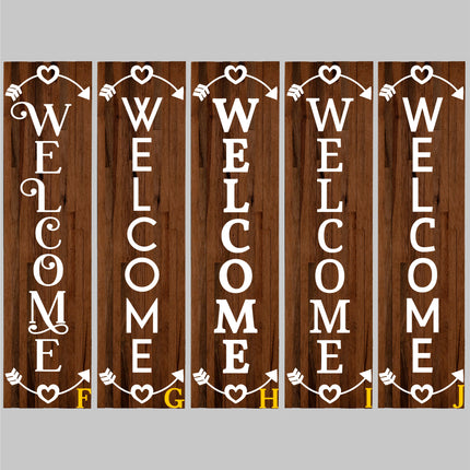 Vertical Hearts Arrows Welcome Vinyl Decal/Sticker