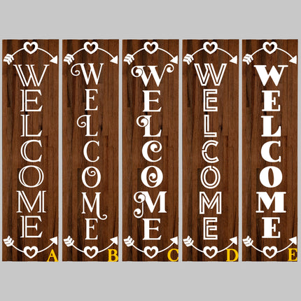 Vertical Hearts Arrows Welcome Vinyl Decal/Sticker