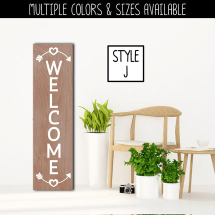 Vertical Hearts Arrows Welcome Vinyl Decal/Sticker