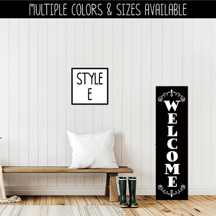 Vertical Diamond Swirls Welcome Vinyl Decal/Sticker