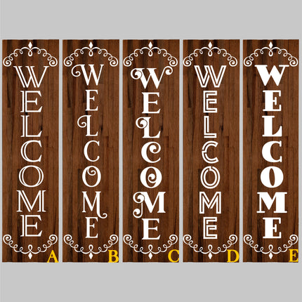 Vertical Diamond Swirls Welcome Vinyl Decal/Sticker