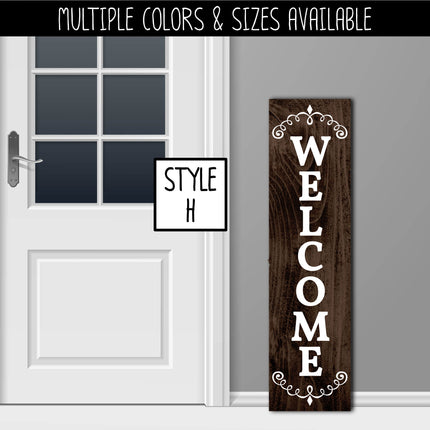 Vertical Diamond Swirls Welcome Vinyl Decal/Sticker