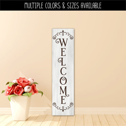 Vertical Diamond Swirls Welcome Vinyl Decal/Sticker