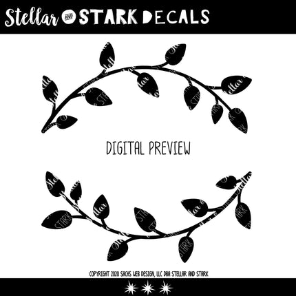 Floral Leaves Vertical Welcome Vinyl Decal/Sticker