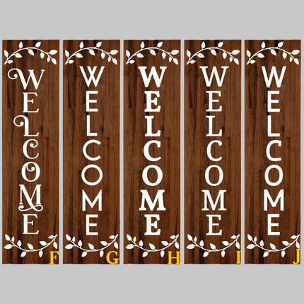 Floral Leaves Vertical Welcome Vinyl Decal/Sticker