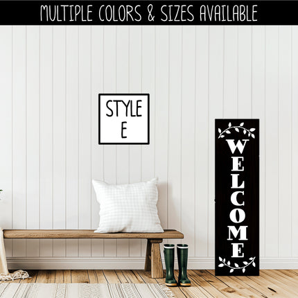 Floral Leaves Vertical Welcome Vinyl Decal/Sticker