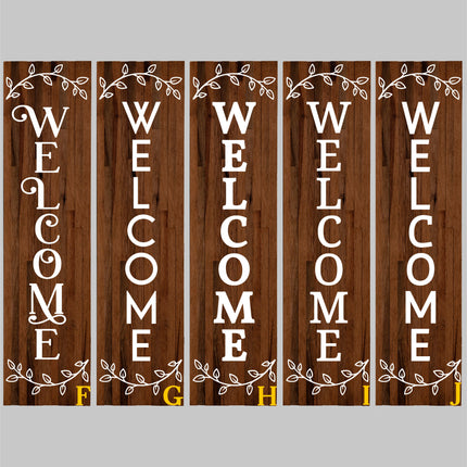 Floral Leaves Outline Vertical Welcome Vinyl Decal/Sticker