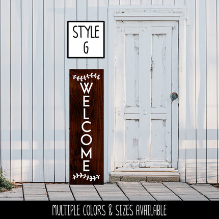 Wavy Leaves Vertical Welcome Vinyl Decal/Sticker
