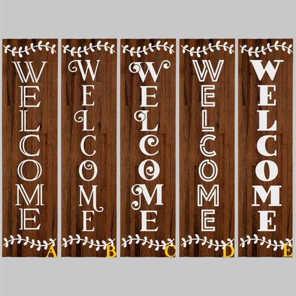 Wavy Leaves Vertical Welcome Vinyl Decal/Sticker