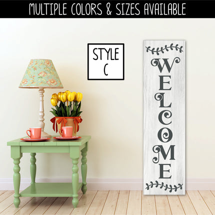 Wavy Leaves Vertical Welcome Vinyl Decal/Sticker