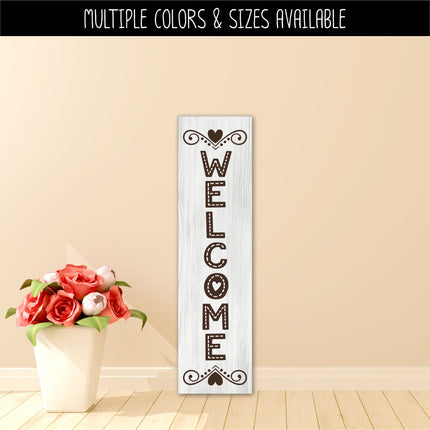 Vertical Heart Stitches Welcome Vinyl Decal/Sticker