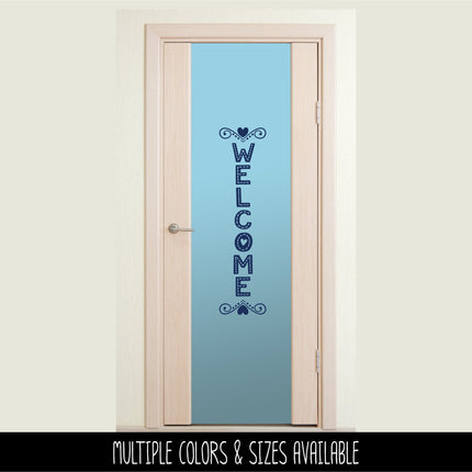 Vertical Heart Stitches Welcome Vinyl Decal/Sticker