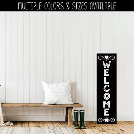 Vertical Heart Stitches Welcome Vinyl Decal/Sticker