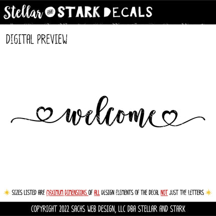 Welcome Hearts Vinyl Decal/Sticker