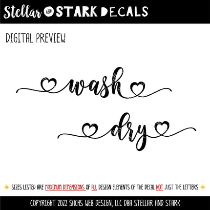 Wash and Dry Hearts Vinyl Decal/Sticker Set