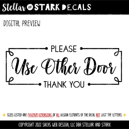 Framed Use Other Door Please & Thank You Vinyl Decal/Sticker