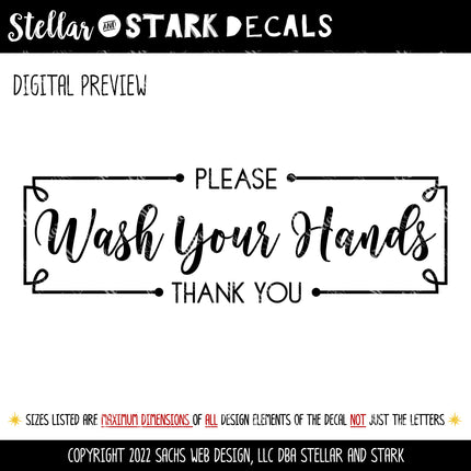 Framed Wash Your Hands Please & Thank You Vinyl Decal/Sticker