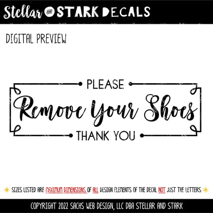 Framed Remove Your Shoes Please & Thank You Vinyl Decal/Sticker