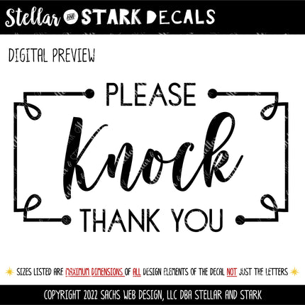 Framed Please Knock Vinyl Decal/Sticker