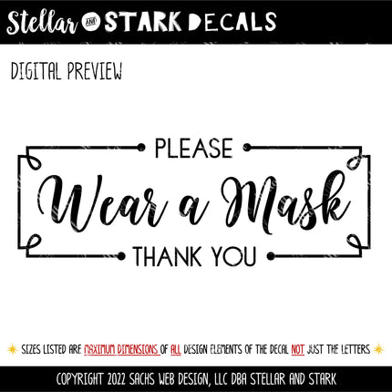 Framed Wear a Mask Please & Thank You Vinyl Decal/Sticker