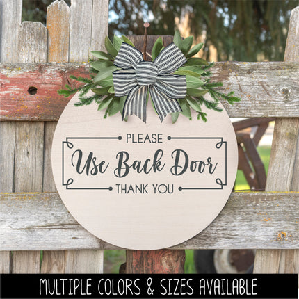 Framed Use Back Door Please & Thank You Vinyl Decal/Sticker